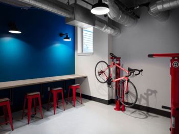 Bike parking and maintenance repair room